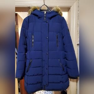Women's Winter Puffer Coat Guess Parka / Jacket Size XL Navy Blue